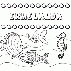 Dibujos de los nombres. Nombre Ermelanda para pintar, colorear e imprimir