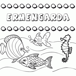 Dibujos de los nombres. Nombre Ermengarda para pintar, colorear e imprimir