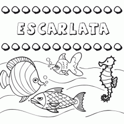 Dibujos de los nombres. Nombre Escarlata para pintar, colorear e imprimir