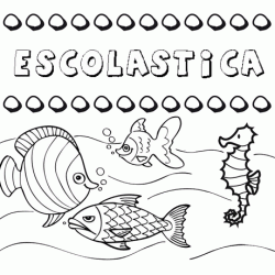 Dibujos de los nombres. Nombre Escolástica para pintar, colorear e imprimir