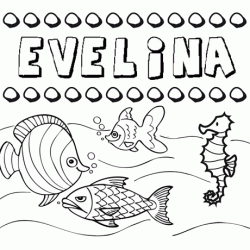 Dibujos de los nombres. Nombre Evelina para pintar, colorear e imprimir