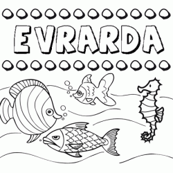 Dibujos de los nombres. Nombre Evrarda para pintar, colorear e imprimir
