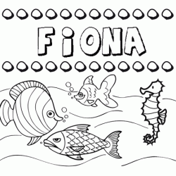 Dibujos de los nombres. Nombre Fiona para pintar, colorear e imprimir
