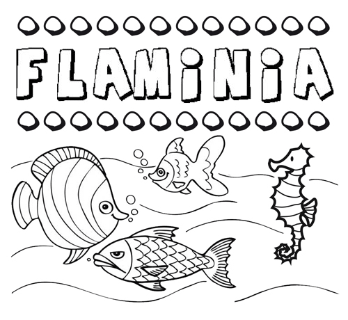 Dibujos de los nombres. Nombre Flaminia para pintar, colorear e imprimir