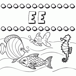 Dibujos de los nombres. Nombre Ee para pintar, colorear e imprimir
