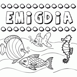 Dibujos de los nombres. Nombre Emigdia para pintar, colorear e imprimir