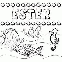 Dibujos de los nombres. Nombre Ester para pintar, colorear e imprimir
