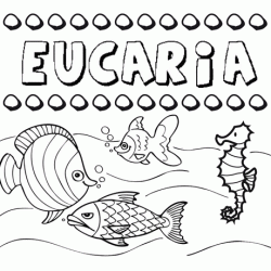 Dibujos de los nombres. Nombre Eucaria para pintar, colorear e imprimir