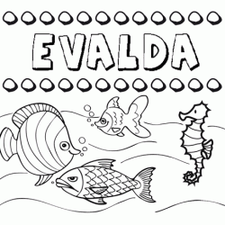 Dibujos de los nombres. Nombre Evalda para pintar, colorear e imprimir