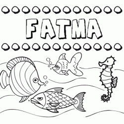 Dibujos de los nombres. Nombre Fatma para pintar, colorear e imprimir