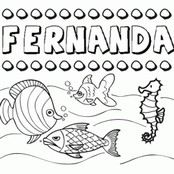 Dibujos de los nombres. Nombre Fernanda para pintar, colorear e imprimir