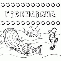 Dibujos de los nombres. Nombre Fidenciana para pintar, colorear e imprimir