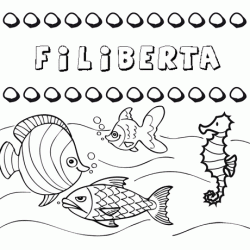 Dibujos de los nombres. Nombre Filiberta para pintar, colorear e imprimir