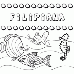 Dibujos de los nombres. Nombre Filipiana para pintar, colorear e imprimir