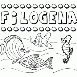Dibujos de los nombres. Nombre Filógena para pintar, colorear e imprimir