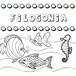 Dibujos de los nombres. Nombre Filogonia para pintar, colorear e imprimir