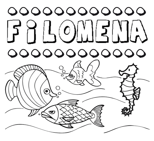 Dibujos de los nombres. Nombre Filomena para pintar, colorear e imprimir