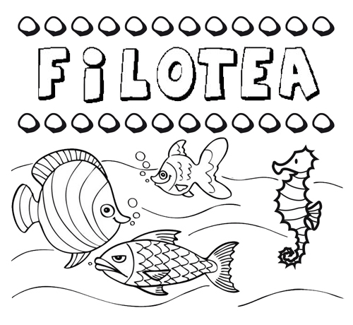 Dibujos de los nombres. Nombre Filotea para pintar, colorear e imprimir