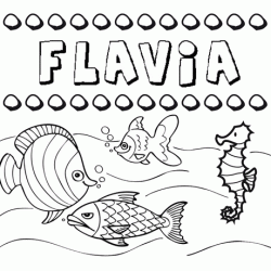 Dibujos de los nombres. Nombre Flavia para pintar, colorear e imprimir