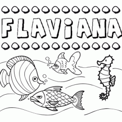 Dibujos de los nombres. Nombre Flaviana para pintar, colorear e imprimir