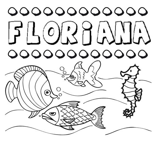 Dibujos de los nombres. Nombre Floriana para pintar, colorear e imprimir