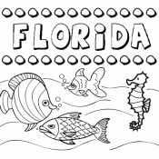 Dibujo con el nombre Florida para colorear, pintar e imprimir