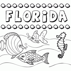 Dibujos de los nombres. Nombre Florida para pintar, colorear e imprimir