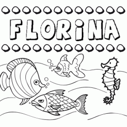 Dibujos de los nombres. Nombre Florina para pintar, colorear e imprimir