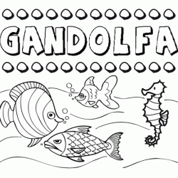 Dibujos de los nombres. Nombre Gandolfa para pintar, colorear e imprimir