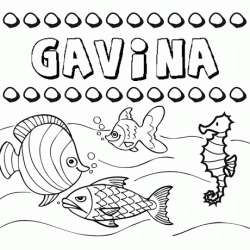 Dibujos de los nombres. Nombre Gavina para pintar, colorear e imprimir