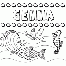 Dibujos de los nombres. Nombre Gemma para pintar, colorear e imprimir