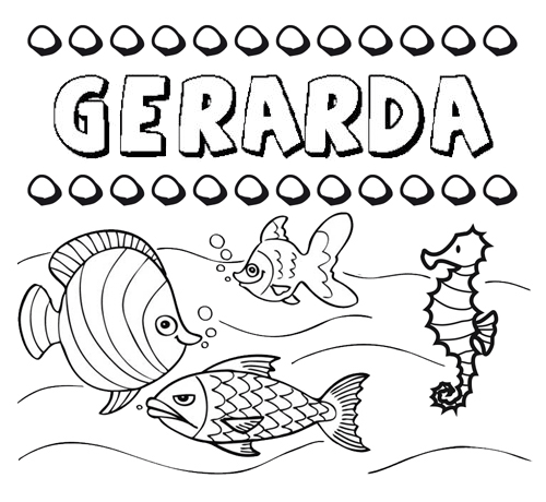 Dibujos de los nombres. Nombre Gerarda para pintar, colorear e imprimir