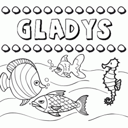 Dibujos de los nombres. Nombre Gladys para pintar, colorear e imprimir