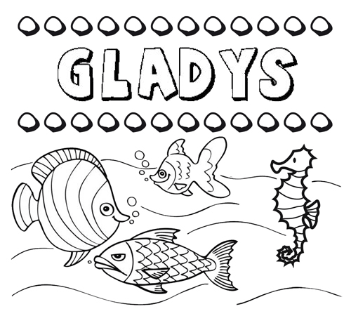 Dibujos de los nombres. Nombre Gladys para pintar, colorear e imprimir