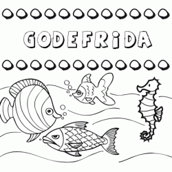 Dibujos de los nombres. Nombre Godefrida para pintar, colorear e imprimir