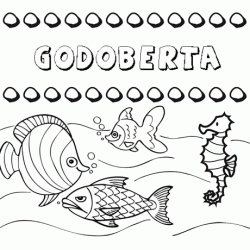 Dibujos de los nombres. Nombre Godoberta para pintar, colorear e imprimir