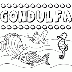 Dibujos de los nombres. Nombre Gondulfa para pintar, colorear e imprimir