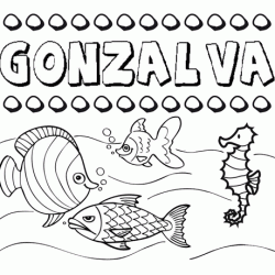 Dibujos de los nombres. Nombre Gonzalva para pintar, colorear e imprimir
