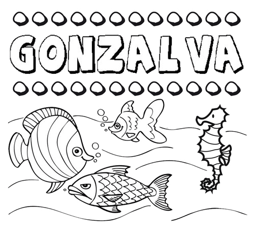 Dibujos de los nombres. Nombre Gonzalva para pintar, colorear e imprimir