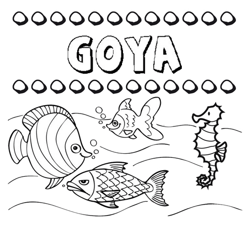 Dibujos de los nombres. Nombre Goya para pintar, colorear e imprimir