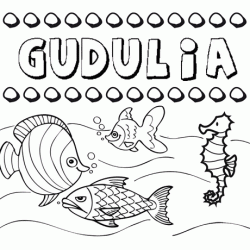 Dibujos de los nombres. Nombre Gudulia para pintar, colorear e imprimir