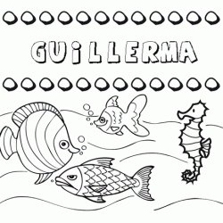 Dibujos de los nombres. Nombre Guillerma para pintar, colorear e imprimir