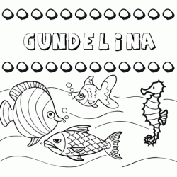 Dibujos de los nombres. Nombre Gundelina para pintar, colorear e imprimir