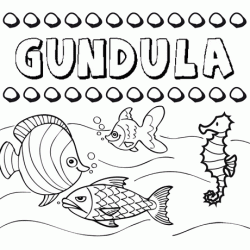 Dibujos de los nombres. Nombre Gúndula para pintar, colorear e imprimir