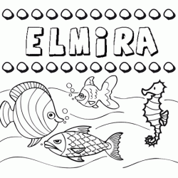 Dibujos de los nombres. Nombre Elmira para pintar, colorear e imprimir