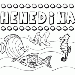 Dibujos de los nombres. Nombre Henedina para pintar, colorear e imprimir