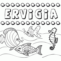 Dibujos de los nombres. Nombre Ervigia para pintar, colorear e imprimir