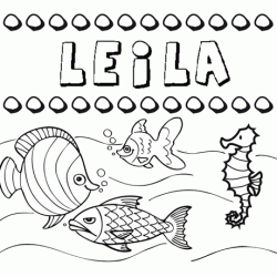 Dibujos de los nombres. Nombre Leila para pintar, colorear e imprimir