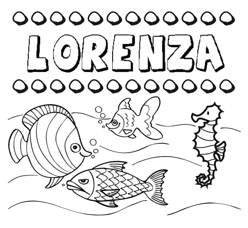 Dibujos de los nombres. Nombre Lorenza para pintar, colorear e imprimir