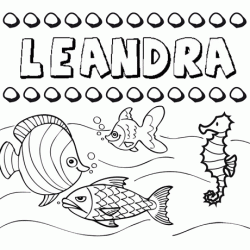 Dibujos de los nombres. Nombre Leandra para pintar, colorear e imprimir